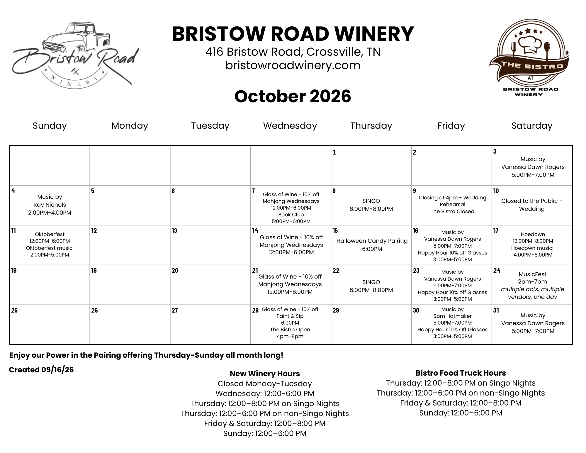 October Calendar